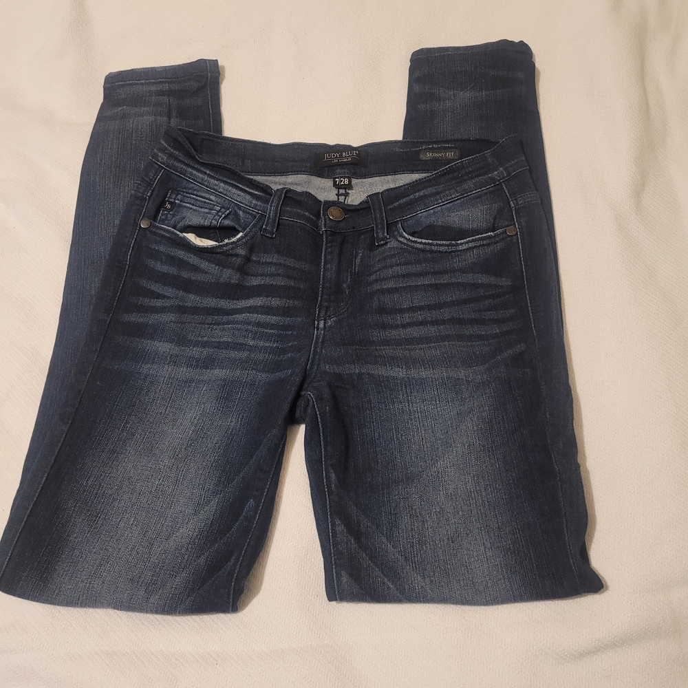 Judy Blue Indigo Faded Skinny Jeans. Size 7 / 28 Measurments In Photos